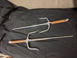 Karate Sai Leather Wrap Chrome 18" Jutte Jitte Japanese ...