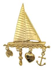 JJ Jonette Jewelry Sailboat Anchor Heart Charm Brooch ...