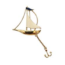 Vintage Fernando Originals Sailboat Brooch: Gold Tone ...