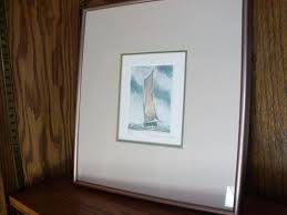 Vintage Sailboat Drawing Print Numbered Matted Framed Ocean ...