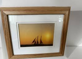 SAILBOAT /Sunset Original Framed Art Photography Print Ocean ...