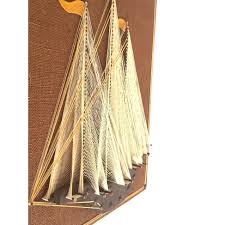 Mid Century String Art Ship Nautical Wall Decor - Vintage