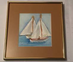 Watercolor Painting BOAT RACE 2 Sailboats Matted & Framed 10 ...