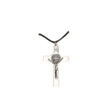 St. Benedict Silver Tone Crucifix Necklace 2" – St. George