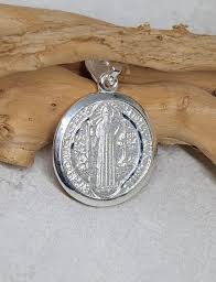 925 GENUINE Sterling Silver Medallion Charm, St. Benedict ...