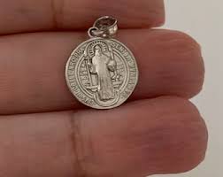 14K Gold Saint Benedict Medallion: 15MM Religious Pendant ...