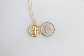 St. Benedict Dual Side Coin Pendant necklace, Gold, Silver ...