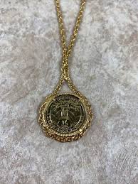 VTG Gold Tone Necklace with 1970 Quarter 25 Cent Coin Pendant 20.5" Retro 70's | eBay
