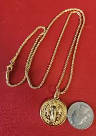 CHRISTIAN CATHOLIC MEDAL FOR ST. BENEDICT GOLDEN Color +CHAIN 24" | eBay