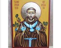 Saints Francis and Dominic - Holy Card - Icon on Handmade Wooden Plaque, Catholic Religious Art - Etsy