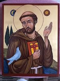 Saint Francis of Assisi Hand Painted Byzantine icon On Wood 22k Gold Leaf | eBay