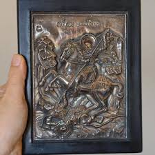 Greek Orthodox Icon Antique Saint Demetrios 950 Silver & 24k Gold Plaque Handmade - Etsy Ireland