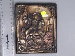 Lot - ORTHODOX RELIGIOUS ICON CLAD WITH HAND PAINTED FACE UNMARKED SILVER TONE