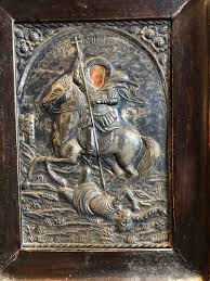 Greek Orthadox Icon of St Dimitri Silverplate Over Wood With ...