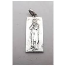 French Antique Small Silver Mary Medal - signed. For Sale at ...