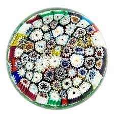 Murano Milifiori Glass Paperweight Multi-colored Clear ...