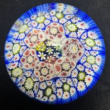Vintage Murano Millefiori Art Glass Paperweight 3"x 2" Near ...