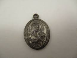 Vintage Silver Plate Religious Medal Charm Mother Mary Jesus ...