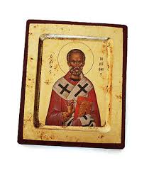 Greek Russian Orthodox Handmade Wooden Icon Saint Nicholas 12.5x10cm