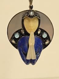 Vintage Sajen Sterling Praying Goddess Multi-Stone Pendant ...