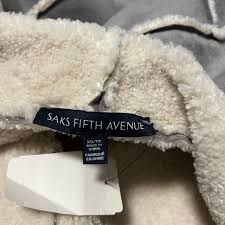 SAKS FIFTH AVENUE Gray Cream Faux Suede Faux Fur... | Depop