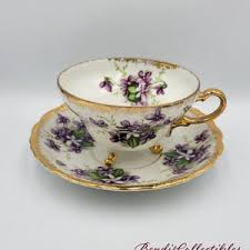Vintage NASCO Tea Cup and Saucer. 3 Footed Gold Trim Violets. Japan @bendiscollectibles - Etsy
