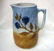 Antique Salt Glaze Blue & White Rust Stoneware Basketweave and Flower Pitcher | eBay