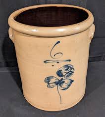 Sold at Auction: SALT GLAZE RED WING STONEWARE 6 GAL BUTTERFLY CROCK