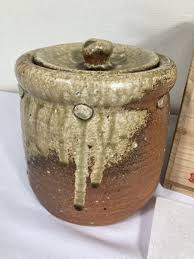 JAPANESE TEA CEREMONY IGA WARE WATER JAR MIZUSASHI w/Box by ...