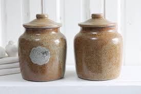 1 X Vintage French Sandstone Sugar & Coffee Container ...