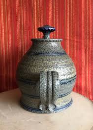 Buy Earthenware Teapot-stoneware Pitcher With Lid-ceramic-vase-pottery-farmhouse Decor-unique Pottery-grey-blue-gold Online in India - Etsy