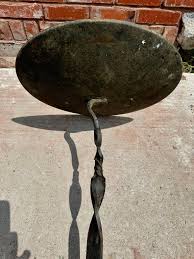 Minimalist Hand Forged Iron Bird Bath / Sculpture attributed ...