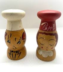 Vintage Japan Salty & Peppy Wood Salt and Pepper Shakers Set ...