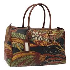 Leather travel bag Salvatore Ferragamo Yellow in Leather ...