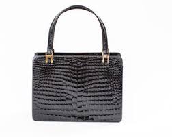 Vintage Embossed Leather Top Handle Bag: 1970s Brown Purse ...