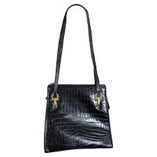 Ferragamo Faux Crocodile Shoulder Bag For Sale at 1stDibs
