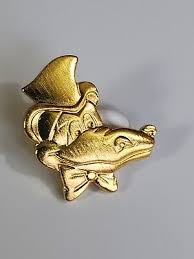 Cartoon Alligator Lapel Pin Gold Color Metal Top Hat & Bow Tie | eBay