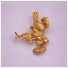 WB Marvin The Martian Cartoon Character Vintage Pendant Charm 14K . For Sale at Ruby Lane