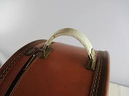 Maleta redonda vintage con 2 cremalleras alrededor, vinilo ...