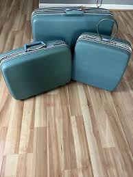 Vtg 1960's Blue Samsonite Silhouette 3 PC Luggage Suitcase ...