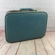 Vintage 1970's Era Well Loved Small Blue Suitcase Overnight ...
