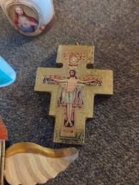 Lot of religious items, holy water, sacred heart of Jesus ...