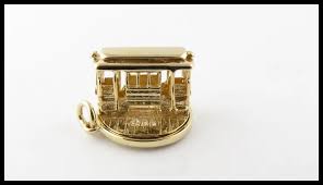 Vintage 14 Karat Yellow Gold Articulated Cable Car Charm. For Sale at Ruby Lane