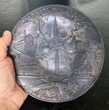 Boston Souvenir Antique Metal Plate Copper Embossed 7 1/4 ...