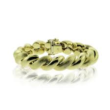 13.5 mm San Marco Macaroni Link 14K Yellow Gold Bracelet ...