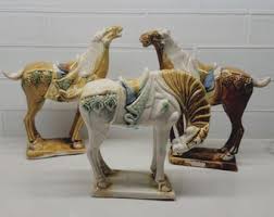 Vintage Tang Dynasty Style Sancei War Horses, Drip Glaze ...