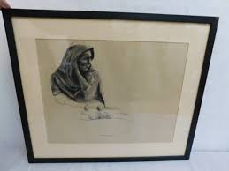 CHARCOAL DRAWING 'THE PEACH WOMAN' SIGNED MATTED FRAMED | eBay