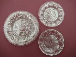 3 Antique Flint Glass Cup Plates/ Harp w Grape Border/ 13 ...