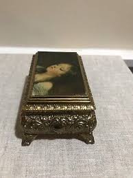Vintage JAPAN Victorian Jewelry Trinket Box Womans Photo ...