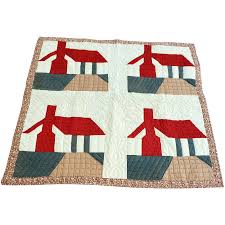 Graphic Vintage PA. Folk Art Schoolhouse Youth Quilt Wall ...